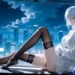 Jingliu Honkai Star Rail City Night Live Wallpaper 10 Jingliu from Honkai Star Rail relaxing by a window overlooking a futuristic city at night live wallpaper