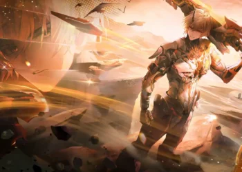 Kamui Aeternion from Punishing Gray Raven with futuristic armor and massive weapon live wallpaper