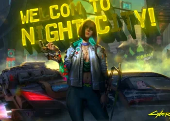 Mercenary Valerie V Cyberpunk 2077 Live Wallpaper 1 Mercenary Valerie V from Cyberpunk 2077 standing beside a futuristic car in neon-lit Night City live wallpaper.