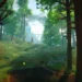 Peaceful Fox in Green Forest Live Wallpaper 10 Peaceful fox wandering through a lush green forest with sunlight, wildflowers, and distant fantasy ruins live wallpaper.