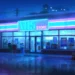 Retro VHS Store Neon Rain Live Wallpaper 10 Retro VHS video store glowing with blue and pink neon lights on a rainy city night live wallpaper.