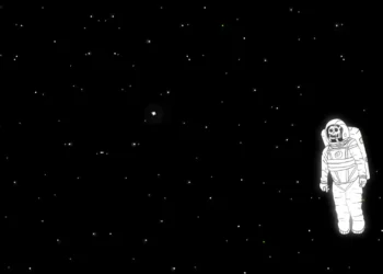 Skeleton Astronaut Floating in Space Live Wallpaper 5 Skeleton astronaut floating among stars in dark outer space live wallpaper.