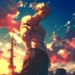 Sukuna Sunset Jujutsu Kaisen Live Wallpaper 10 Sukuna from Jujutsu Kaisen standing beneath a dramatic colorful sunset sky live wallpaper