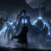 Sung Jinwoo standing before his powerful Shadow Army and giant shadow dragon in the rain Solo Leveling live wallpaper.