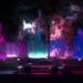 Toyota Supra surrounded by glowing neon crystals under a colorful galaxy live wallpaper