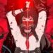 Anime Girl Oni Mask Katana Live Wallpaper 10 Anime girl with glowing red eyes wearing an oni mask and holding a katana between massive red armored oni figures live wallpaper