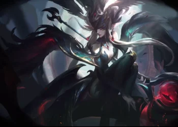 Coven Janna Dark Magic League of Legends Live Wallpaper 1 Coven Janna from League of Legends surrounded by dark feathered wings, glowing red magic, and mystical symbols live wallpaper