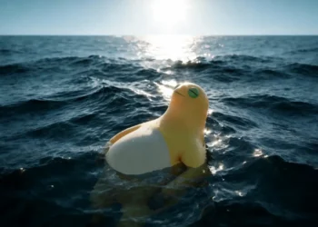 Cute Yellow Creature Swimming in Ocean Live Wallpaper 3 Cute yellow creature peacefully swimming in blue ocean waves under bright sunlight live wallpaper