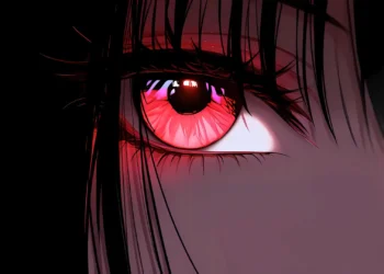 Anime Girl Glowing Red Eye Live Wallpaper 8 Anime girl close-up with a glowing red eye, dark hair, and dramatic crimson lighting live wallpaper