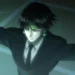 Chrollo Lucilfer Hunter x Hunter Live Wallpaper 10 Chrollo Lucilfer from Hunter x Hunter wearing a black suit, forehead bandage, and turquoise earrings with arms outstretched under eerie green lighting in an anime live wallpaper.