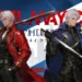 Dante in a red leather coat holding his sword beside Vergil in a blue coat wielding the Yamato katana against a bold Devil May Cry background in a 4K live wallpaper.
