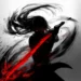 Dark Anime Warrior Red Sword Live Wallpaper 10 Mysterious dark anime warrior with flowing black hair, glowing red eyes, and a blazing crimson sword surrounded by swirling black ink brushstrokes and red sparks against a monochrome background live wallpaper
