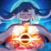 Frieren conjuring glowing black hole magic beneath the moon in a starry blue sky live wallpaper