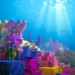 Minecraft Colorful Coral Reef Live Wallpaper 10 Minecraft underwater coral reef featuring vibrant pink, purple, blue, and yellow coral blocks, green seagrass, rising bubbles, and bright sunlight shining through clear tropical ocean water in a colorful Minecraft live wallpaper