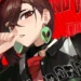 Momo Ayase from Dandadan featuring reddish-brown eyes, dark hair, green alien earrings, a black jacket, and a red comic-style background in a vibrant anime live wallpaper