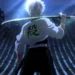 Sanemi Shinazugawa Facing Demons Live Wallpaper 10 Sanemi Shinazugawa from Demon Slayer standing on a dark rooftop with his Nichirin sword resting across his shoulder while facing an army of shadowy demons beneath dramatic blue moonlight in an anime live wallpaper.
