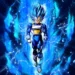 Vegeta SSGSS Super Saiyan Blue surrounded by a massive glowing blue energy aura in Dragon Ball Super live wallpaper